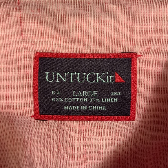 UNTUCKIT Men’s Long Sleeve Cotton and Linen Blend Shirt Size Large - Picture 7 of 8